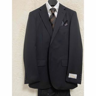 THE SUIT COMPANY - 【新品】春秋冬 メンズ スーツ A6 (h175-w82) L 黒 ストライプ