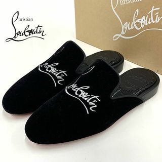 クリスチャンルブタン(Christian Louboutin)の8511 未使用 クリスチャンルブタン ベロア ロゴ フラットサンダル ブラック(サンダル)