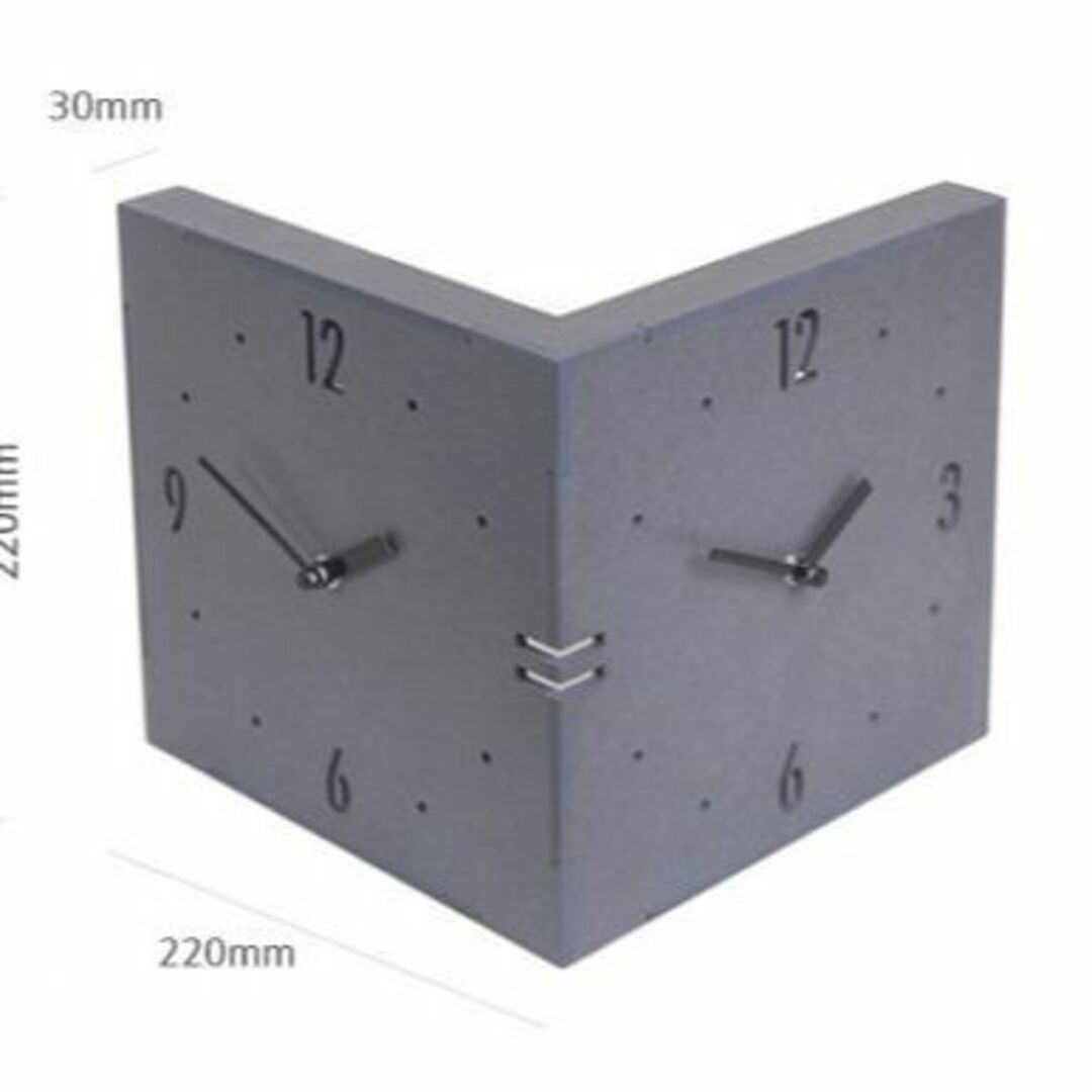 コーナー両面時計 ハンドメード 木製両面壁掛け時計 おしゃれ 掛時計 北欧 時計 インテリア/住まい/日用品のインテリア小物(置時計)の商品写真