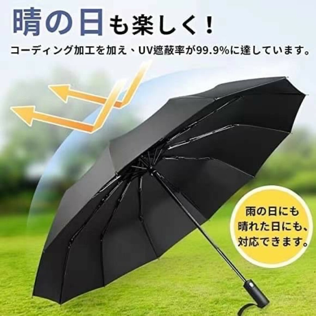 折りたたみ傘 ワンタッチ 大きい 撥水  吸水ケース付 通勤 通学 メンズのファッション小物(傘)の商品写真