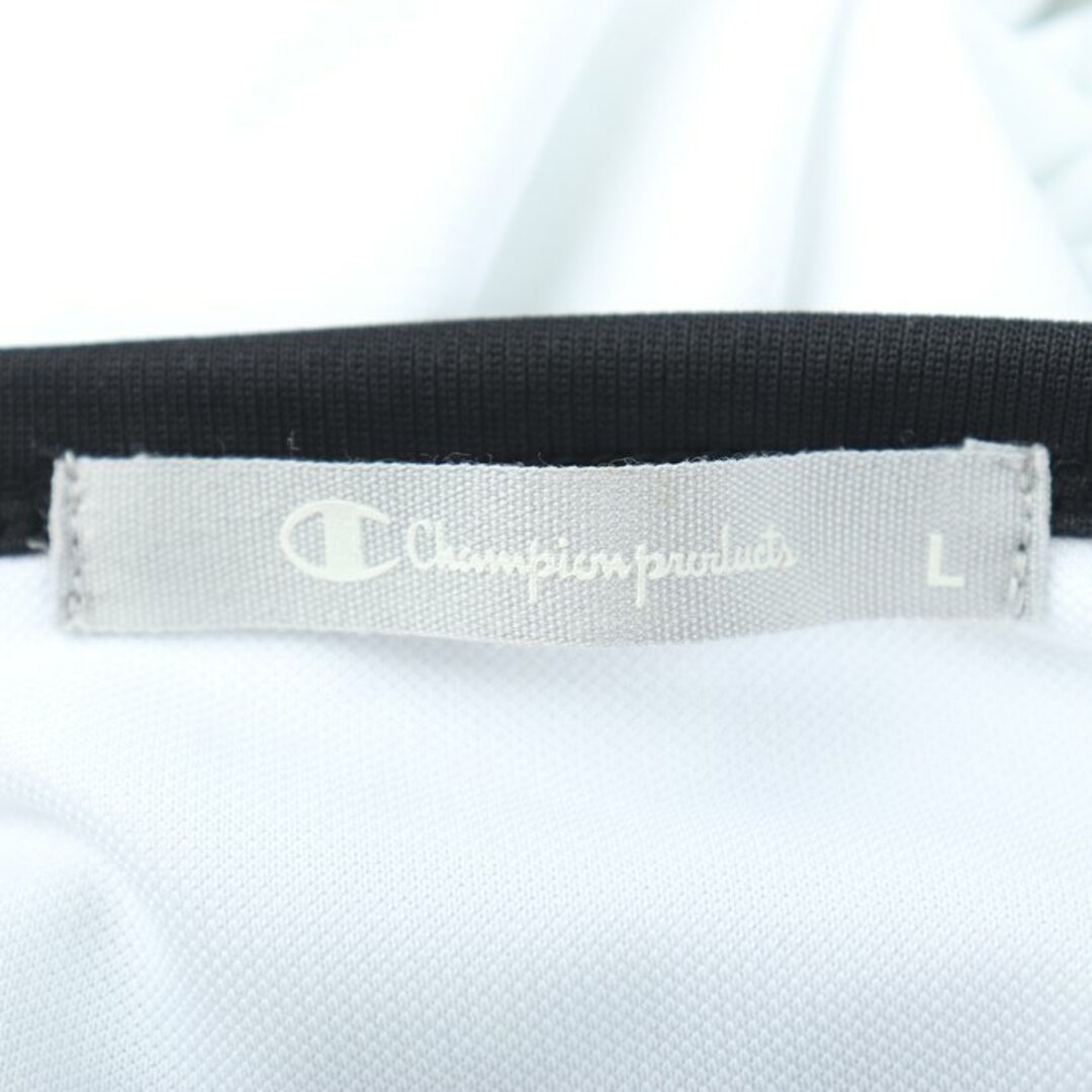 Champion(チャンピオン)のチャンピオン 半袖Tシャツ ヘンリーネック Tスポーツウエア レディース Lサイズ ホワイト×ブラック Champion レディースのトップス(Tシャツ(半袖/袖なし))の商品写真