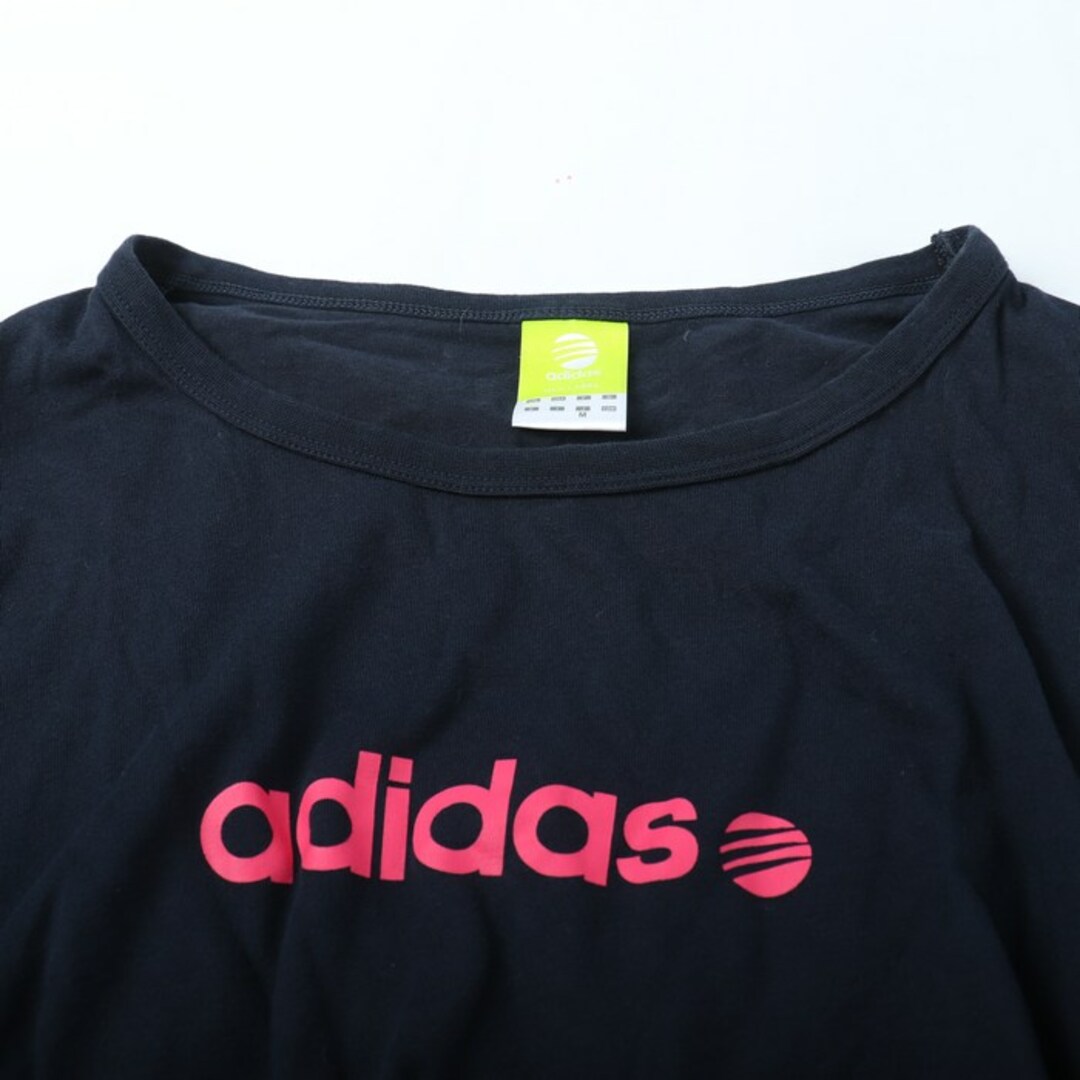 adidas(アディダス)のアディダス 長袖Tシャツ ロゴT ネオレーベル スポーツウエア レディース Mサイズ ネイビー adidas レディースのトップス(Tシャツ(長袖/七分))の商品写真