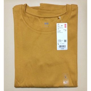 ユニクロ(UNIQLO)の【新品・未使用】ユニクロ スムースストレッチコットンクルーネックT イエロー L(Tシャツ(長袖/七分))