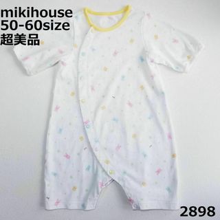 ミキハウス(mikihouse)の2898 【超美品】 ミキハウス ロンパース 50 60 動物 アニマル(ロンパース)