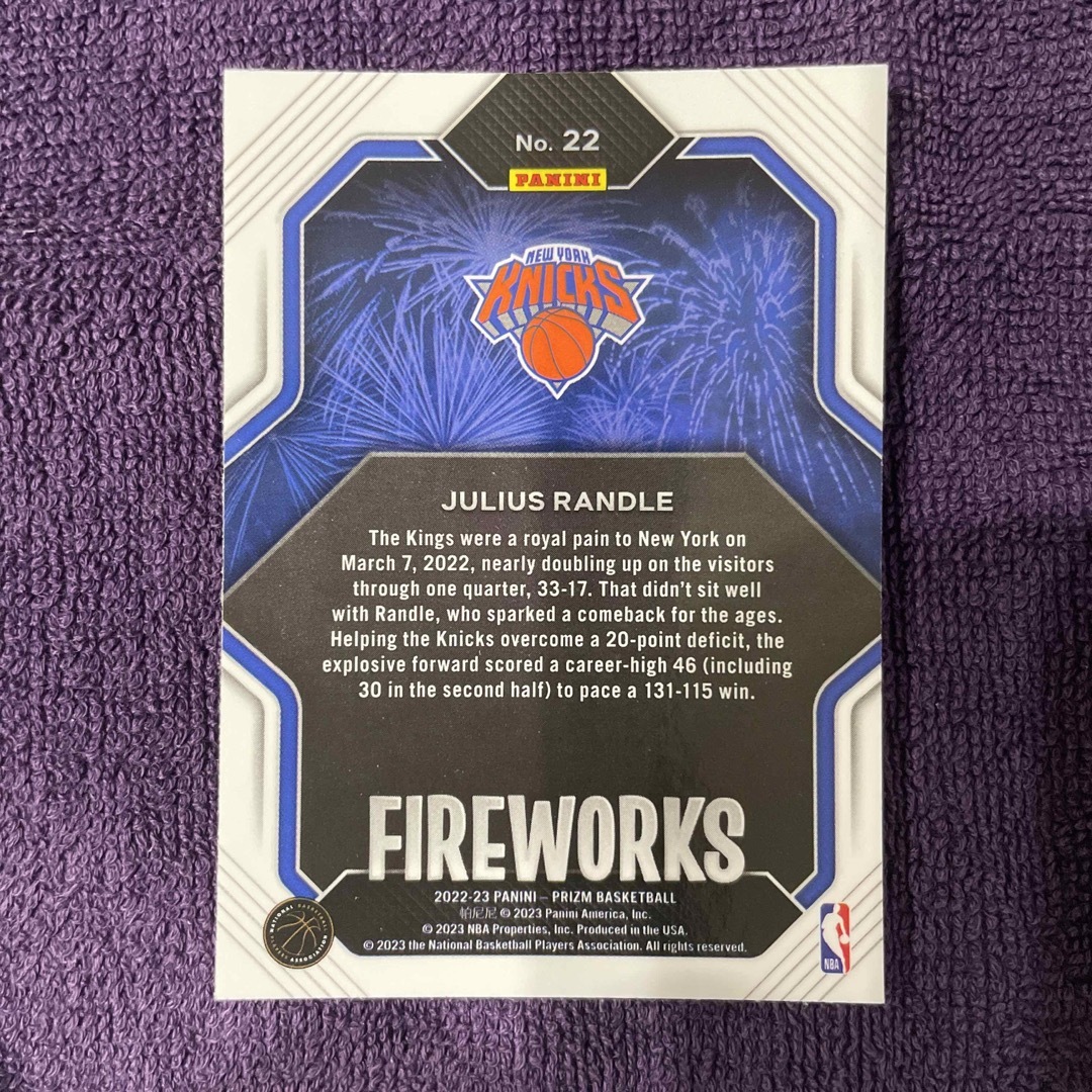 Julius Randle Prizm Fireworks NBA エンタメ/ホビーのトレーディングカード(シングルカード)の商品写真