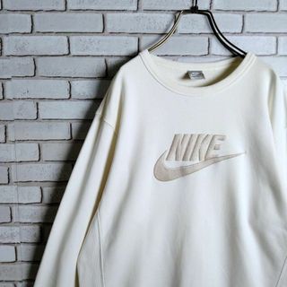 ナイキ(NIKE)のNIKE☆スウェット　トレーナー　ビッグロゴ　刺繍　アイボリー　XL(スウェット)