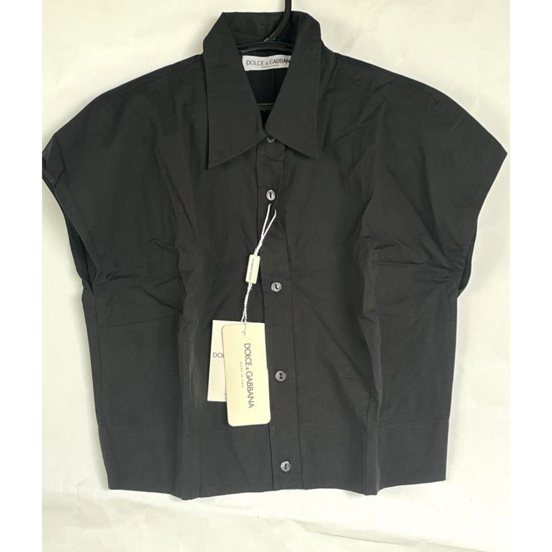 DOLCE&GABBANA(ドルチェアンドガッバーナ)のDOLCE & GABBANA綿ブラックシャツ　トップス レディースのトップス(シャツ/ブラウス(半袖/袖なし))の商品写真