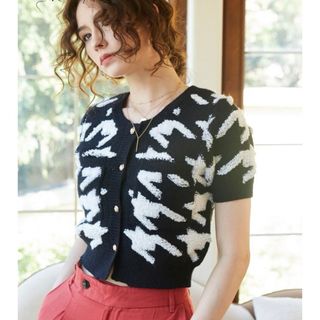 シーイン(SHEIN)の◆SHEIN◆シーインニットグラフィックパターンボタンフロントカーディガンS(カーディガン)