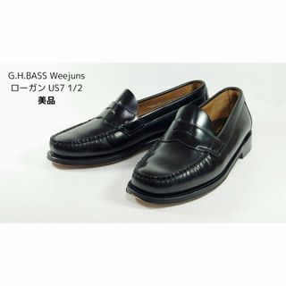 ジーエイチバス(G.H.BASS)の【美品】G.H.BASS　WEEJUNS　ローガン黒US7.5(スリッポン/モカシン)