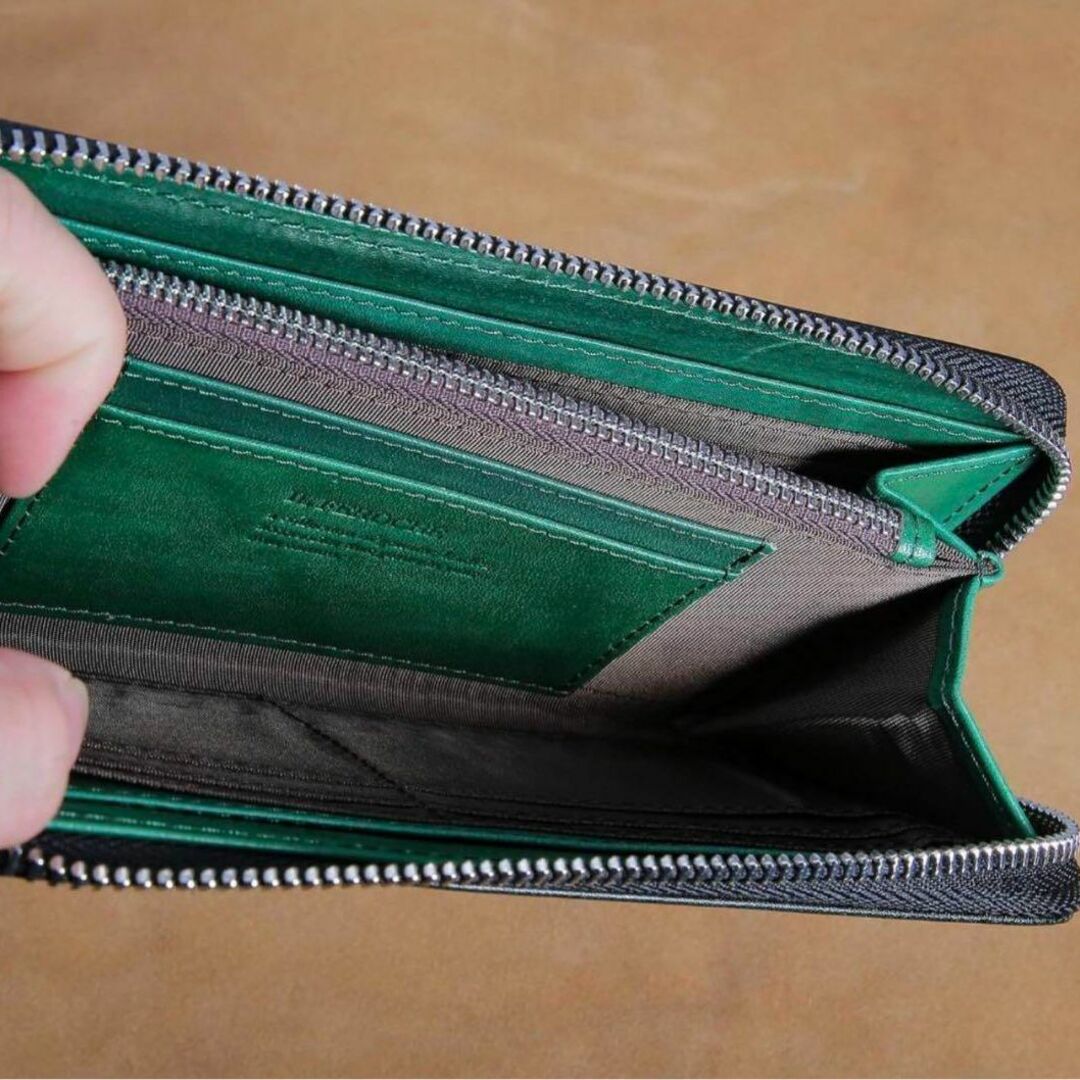 財布 メンズ 長財布 新品 未使用 緑 グリーン 大容量 カード収納 小銭入れ メンズのファッション小物(長財布)の商品写真