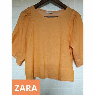 ザラ(ZARA)の匿名配送＊ZARAレディースブラウス（オレンジ系）(シャツ/ブラウス(半袖/袖なし))