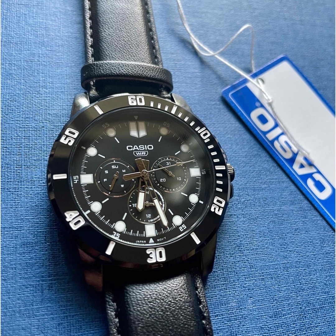 CASIO(カシオ)のカシオ アナログ腕時計　  国内未発売　希少カラー　新品　ブラックレザーモデル メンズの時計(腕時計(アナログ))の商品写真