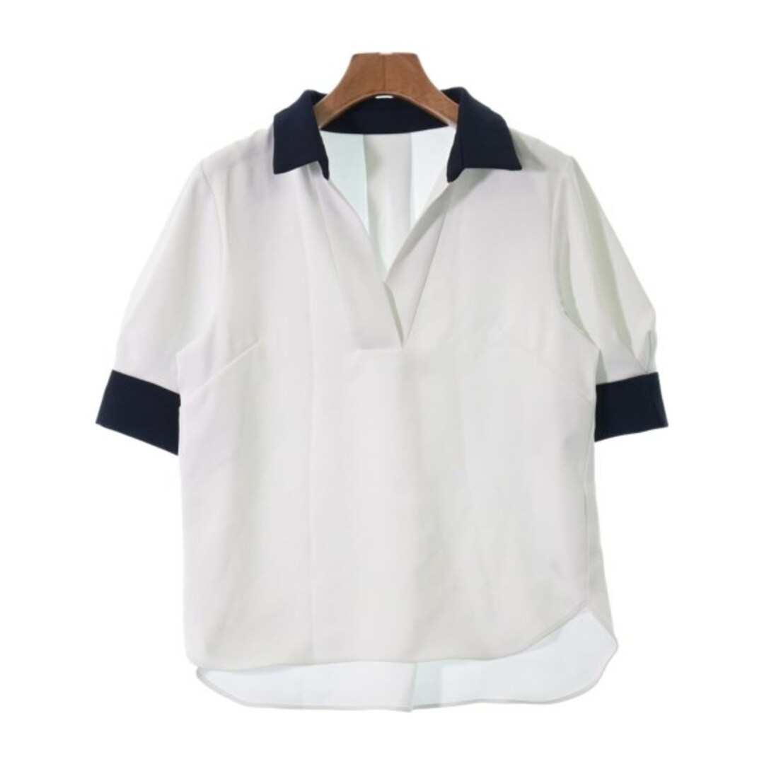 TONAL(トーナル)のTONAL トーナル カジュアルシャツ 38(M位) 白x紺 【古着】【中古】 レディースのトップス(シャツ/ブラウス(長袖/七分))の商品写真
