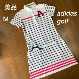 アディダス(adidas)の美品　ゴルフウエア　レディース　ワンピース　アディダス　ボーダー柄　M(ウエア)