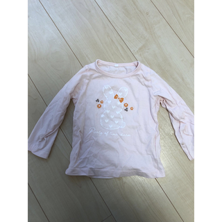 キッズ　女の子　95 長袖トップス　ピンク　うさぎ　ロングTシャツ(Tシャツ/カットソー)