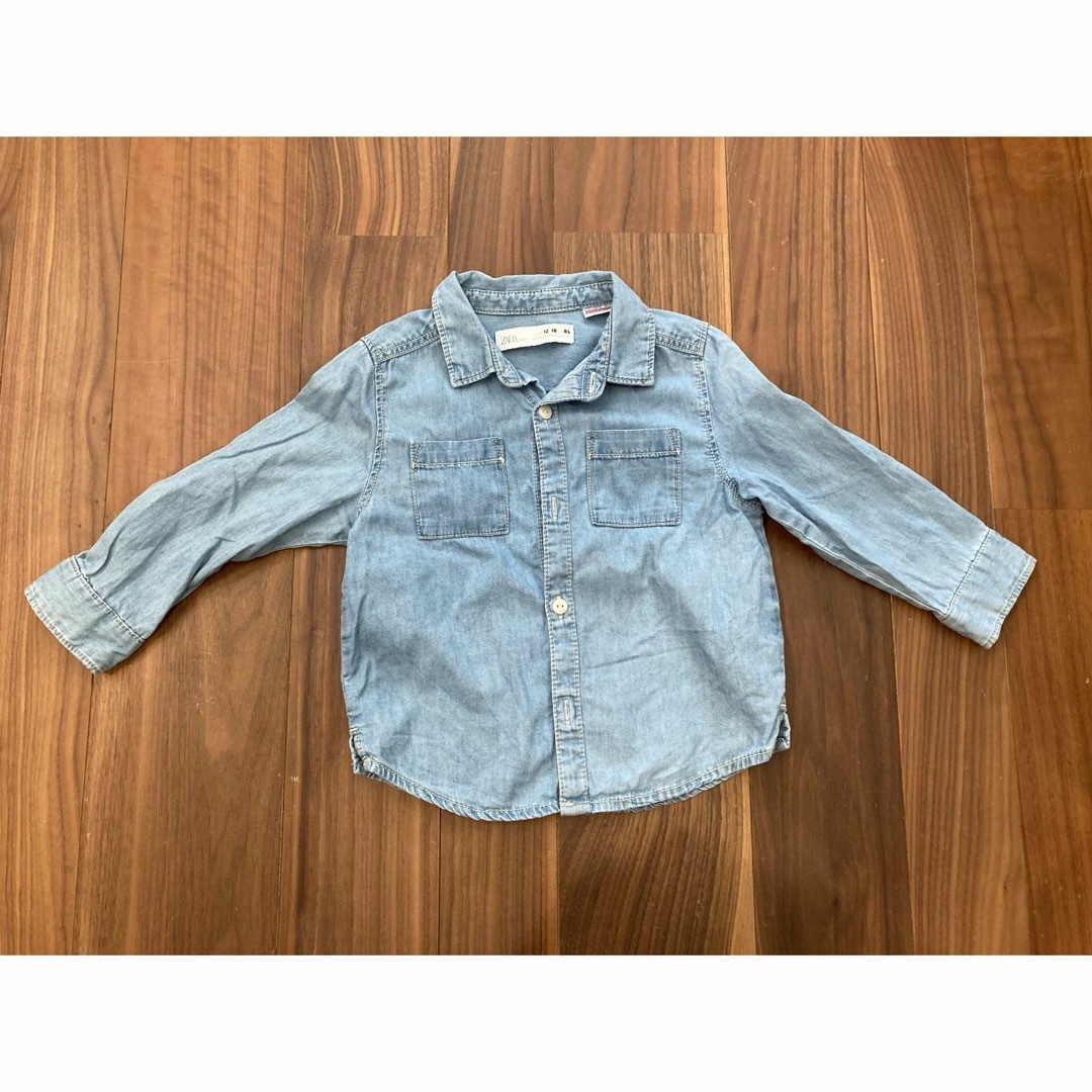 ZARA(ザラ)のZARA ダンガリーデニムシャツ　La Chiave カーディガン　セット キッズ/ベビー/マタニティのベビー服(~85cm)(シャツ/カットソー)の商品写真