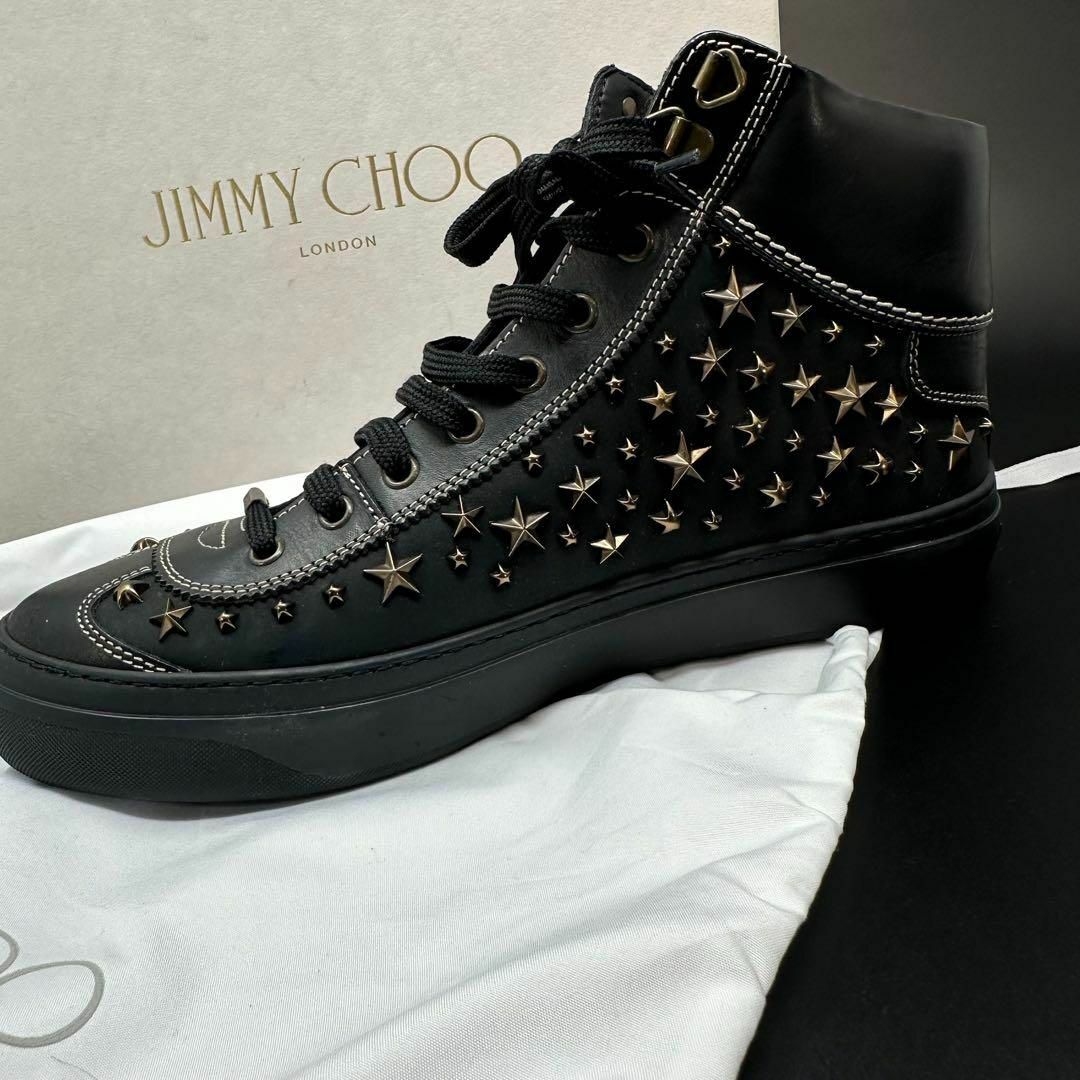 JIMMY CHOO(ジミーチュウ)のジミーチュウ レザー スタッズ 42 ハイカットスニーカー メンズの靴/シューズ(スニーカー)の商品写真