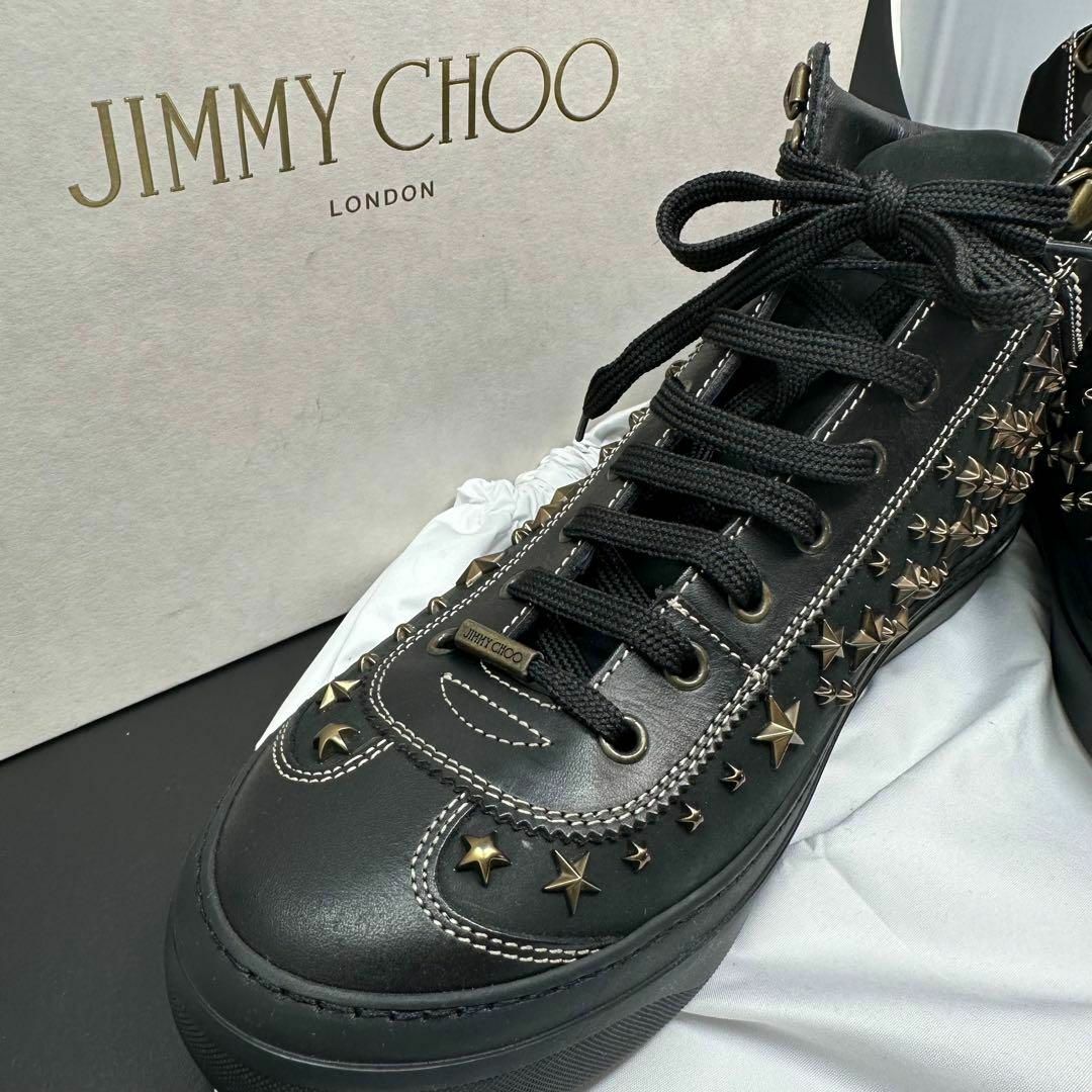 JIMMY CHOO(ジミーチュウ)のジミーチュウ レザー スタッズ 42 ハイカットスニーカー メンズの靴/シューズ(スニーカー)の商品写真