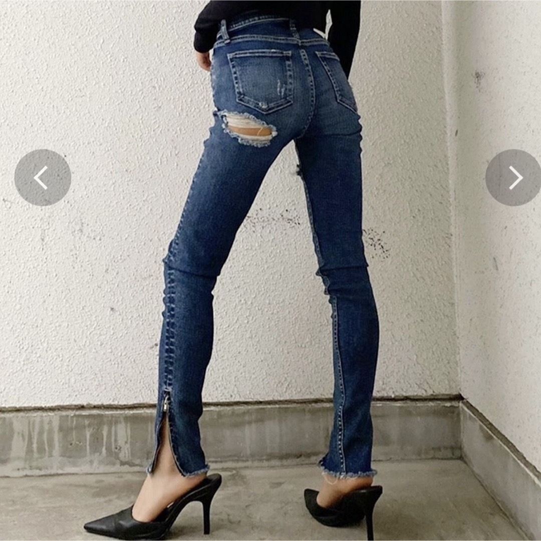 GYDA(ジェイダ)の【GYDA】M/W HEM ZIPスキニーデニムパンツ レディースのパンツ(スキニーパンツ)の商品写真