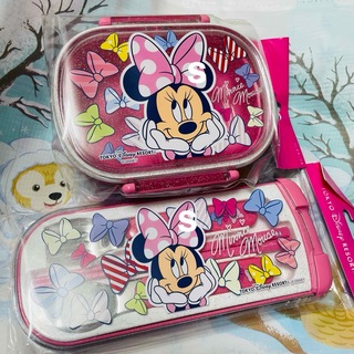 Disney - ディズニーリゾート ミニーマウス お弁当箱 カトラリーセット リボン