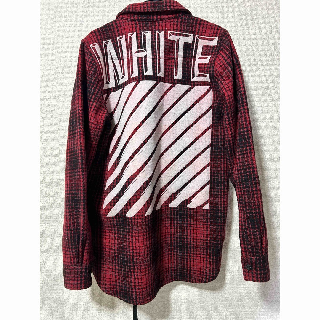 OFF-WHITE(オフホワイト)の15AW オフホワイト OFF WHITEフランネルシャツXXS 赤 メンズのトップス(シャツ)の商品写真