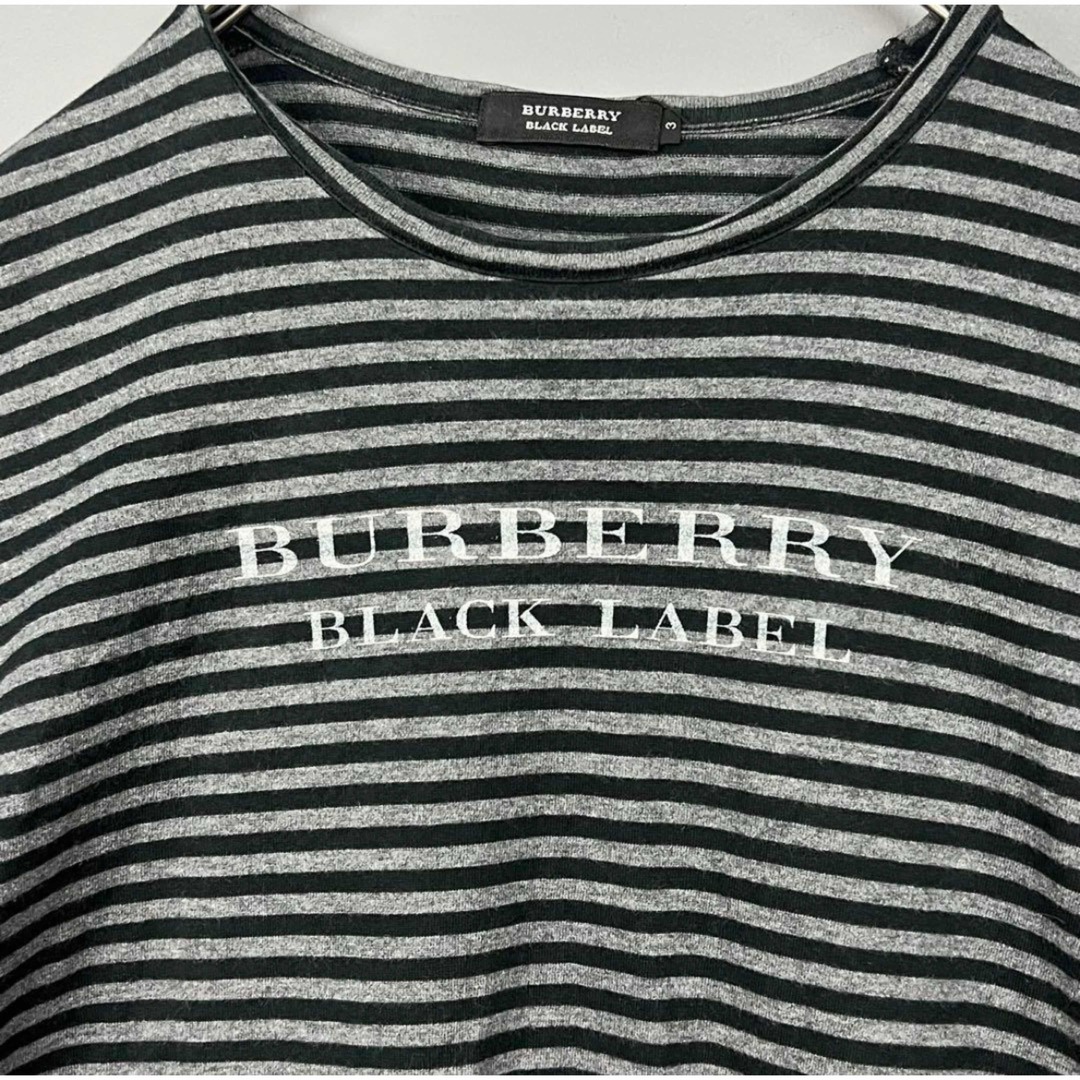 BURBERRY BLACK LABEL(バーバリーブラックレーベル)のバーバリーブラックレーベル 半袖 Tシャツ カットソー ボーダー ホース刺繍 3 メンズのトップス(Tシャツ/カットソー(半袖/袖なし))の商品写真