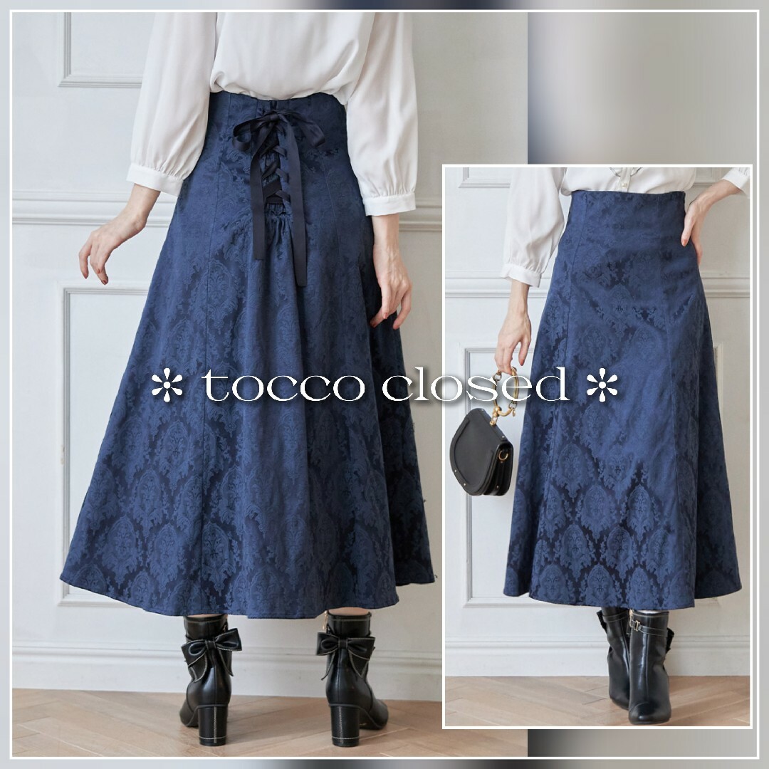 TOCCO closet(トッコクローゼット)の美品 tocco closed バックレースアップ クラシカルプリントスカート レディースのスカート(ロングスカート)の商品写真