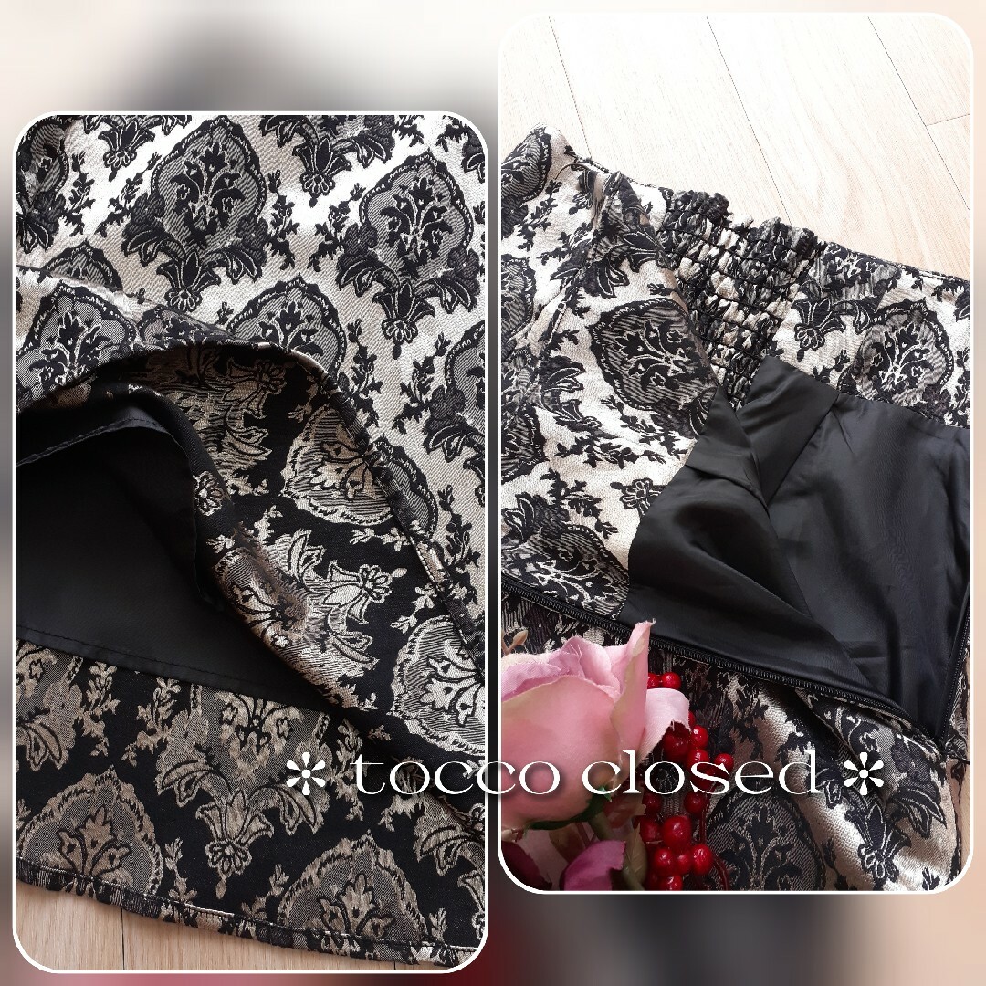 TOCCO closet(トッコクローゼット)の美品 tocco closed バックレースアップ クラシカルプリントスカート レディースのスカート(ロングスカート)の商品写真