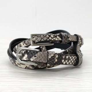 Ameri VINTAGE - Ameri VINTAGE 新品 2WAY LAYERED BELT 定価9350円 プレーンベルト 豚革 牛革 ベルト グレー レディース アメリヴィンテージ【中古】4-0219G◎