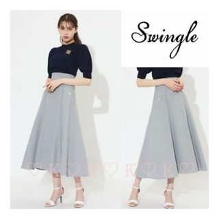 スウィングル(Swingle)の〘新品未使用品〙Swingle＊金ボタンポケットデザインフレアスカート(ロングスカート)