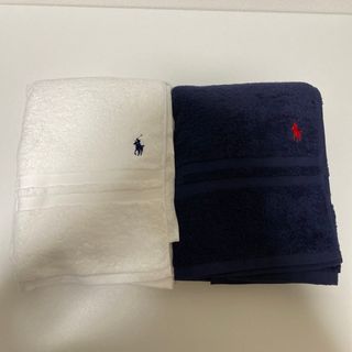 ラルフローレン(Ralph Lauren)のラルフローレン RALPH LAUREN ホワイト ネイビー 2枚 新品(タオル/バス用品)