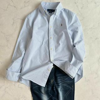 ラルフローレン(Ralph Lauren)の美品♪ラルフローレン オックスフォードシャツ ストライプ 水色 白fp1(シャツ/ブラウス(長袖/七分))