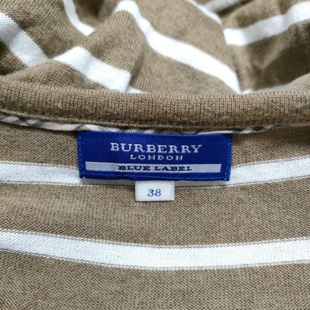 BURBERRY BLUE LABEL(バーバリーブルーレーベル)のBurberry Blue Label(バーバリーブルーレーベル) 長袖セーター サイズ38 M レディース - ベージュ×白 クルーネック/ボーダー レディースのトップス(ニット/セーター)の商品写真