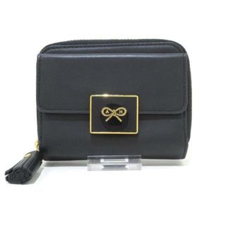 アニヤハインドマーチ(ANYA HINDMARCH)のAnya Hindmarch(アニヤハインドマーチ) 2つ折り財布美品  125666 黒 ラウンドファスナー レザー(財布)