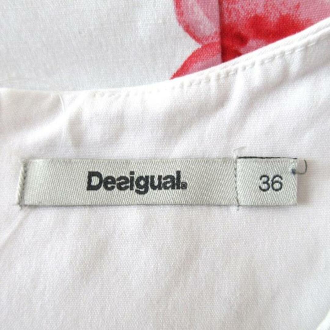 DESIGUAL(デシグアル)のDesigual(デシグアル) ワンピース サイズ36 M レディース - 白×ピンク×マルチ ノースリーブ/ひざ丈/フラワー(花) レディースのワンピース(その他)の商品写真