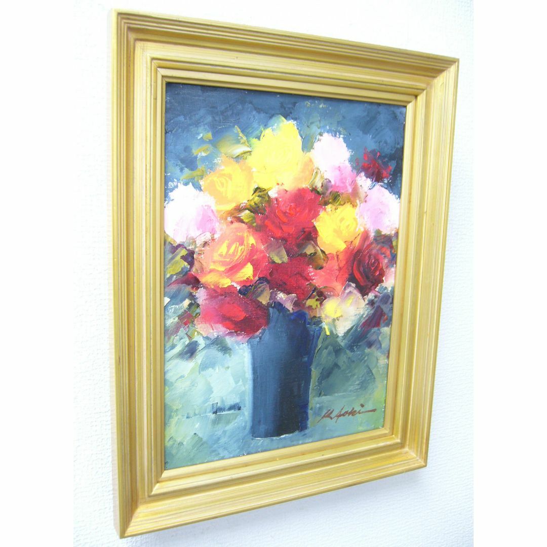 絵画 油絵 青木今陽 肉筆油絵 静物画 薔薇の花 絵画 油絵 青木今陽 肉筆油絵 静物画 薔薇の花