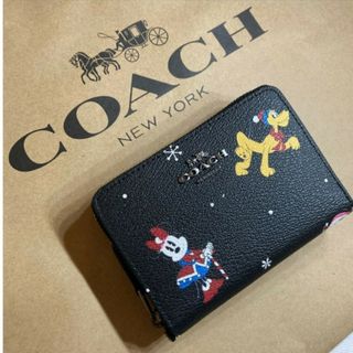 コーチ(COACH)の新品　COACH　二つ折り財布　ディズニー　小銭入れ有　ミッキー　レザー(財布)