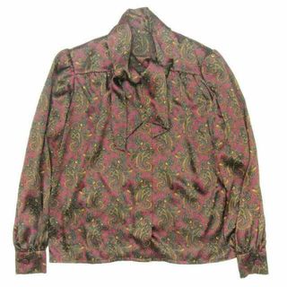 ジバンシィ(GIVENCHY)の美品 80s 90s ジバンシィ ペイズリー柄 ボウタイ サテンブラウス 10(シャツ/ブラウス(長袖/七分))