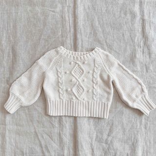 ベビーギャップ(babyGAP)のbaby GAP 白　ホワイトニット　12-18months（80cm）(ニット/セーター)