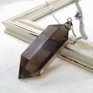 【おまとめ】【悠久の時の結晶】スモーキークォーツ、煙ダブルポイントネックレス　③(ネックレス)