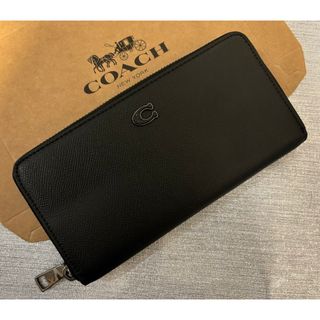 コーチ(COACH)のCOACH レザー　長財布　クロスグレイン　ブラック　未使用品(長財布)