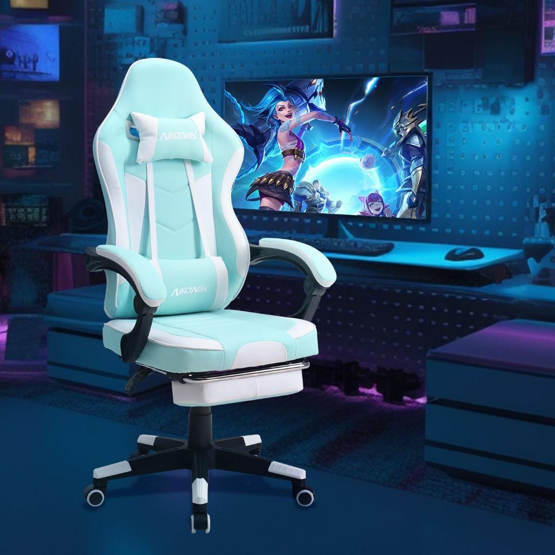 NIONIK ゲーミングチェア 椅子 ゲーム用 チェア 自宅 PCチェア デスク インテリア/住まい/日用品のオフィス家具(その他)の商品写真
