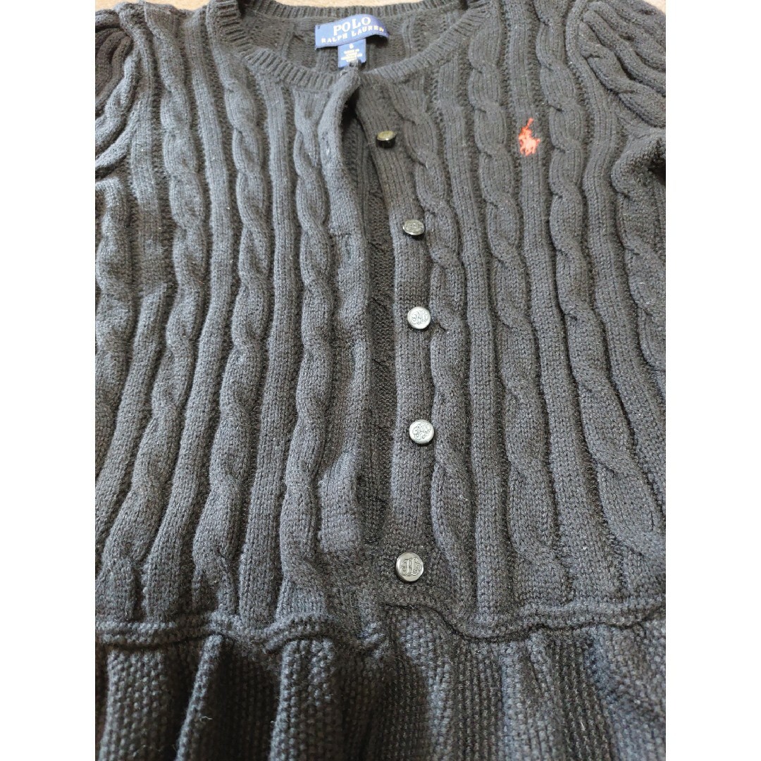 Ralph Lauren(ラルフローレン)のラルフローレン ペプラムカーディガン 黒色 6サイズ(115～120) キッズ/ベビー/マタニティのキッズ服女の子用(90cm~)(カーディガン)の商品写真