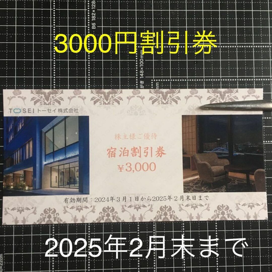 トーセイ 株主優待 宿泊割引券 3000円 トーセイホテルココネ TOSEI  チケットの優待券/割引券(宿泊券)の商品写真