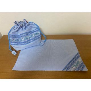 【2点セット】スモッキング　お弁当袋　ランチョンマット　ハンドメイド　刺繍(その他)