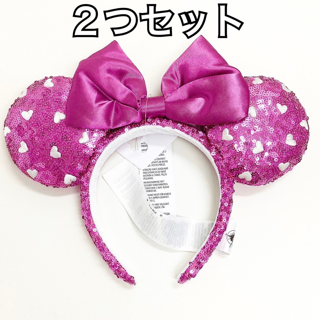 Disney(ディズニー)のハート ピンク スパンコール ミニー カチューシャ ディズニー キラキラ レディースのヘアアクセサリー(カチューシャ)の商品写真