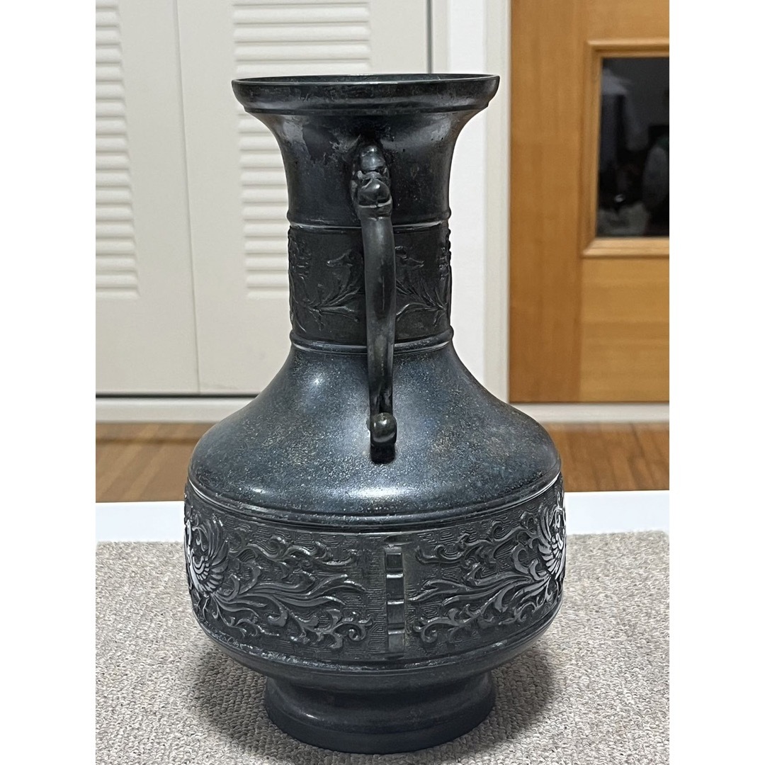花器 花瓶 飾壺 はかな 双鶴彫金 真峰作 青銅 ブロンズ 製 高岡 花器 花瓶 飾壺 はかな 双鶴彫金 真峰作 青銅 ブロンズ 製 高岡