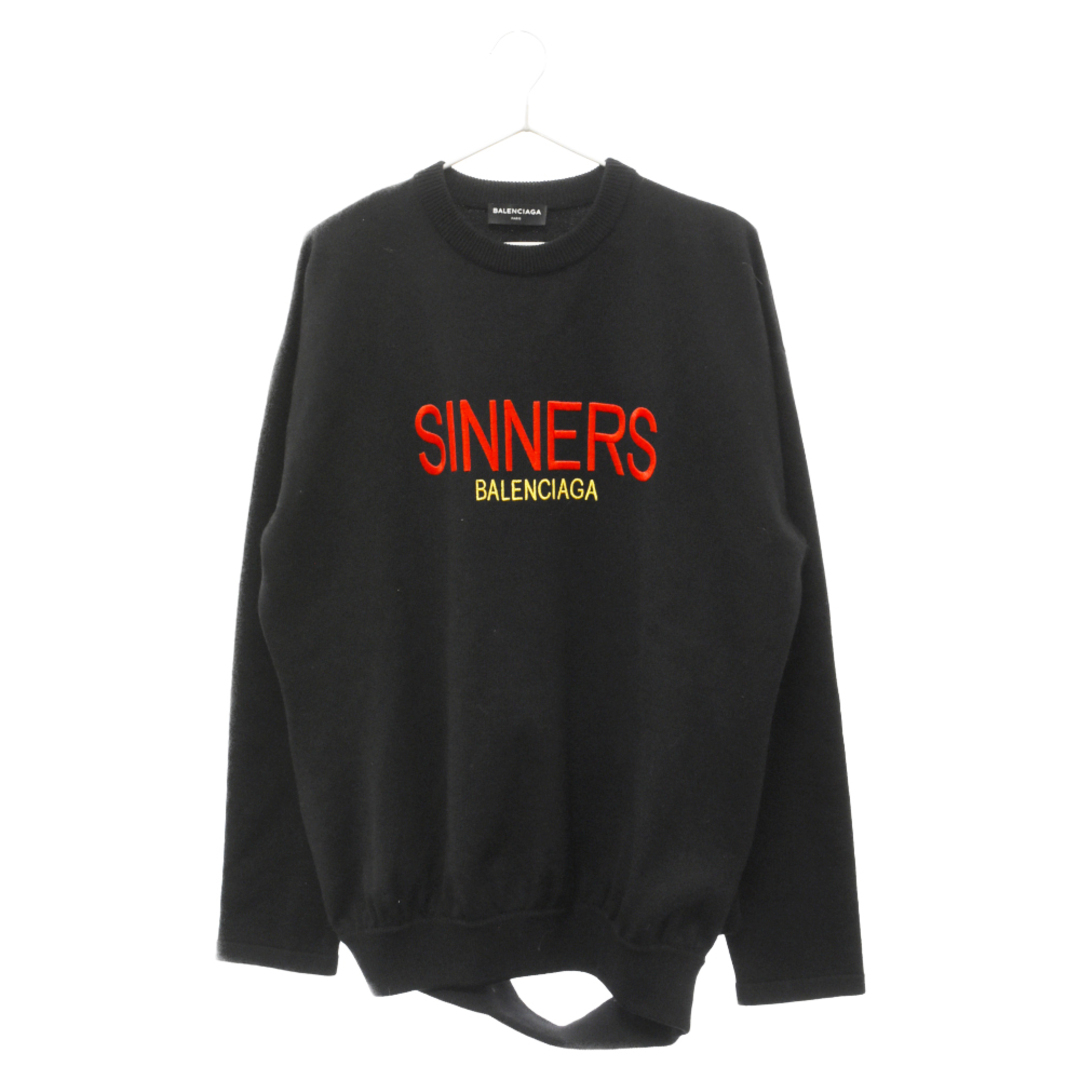 Balenciaga(バレンシアガ)のBALENCIAGA バレンシアガ 18SS SINNERS ロゴウールニットセーター トレーナー 長袖セーター 485692 T1398 ブラック メンズのトップス(ニット/セーター)の商品写真