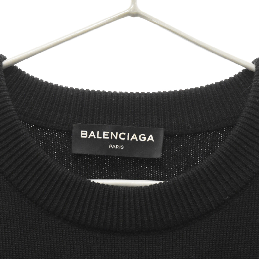 Balenciaga(バレンシアガ)のBALENCIAGA バレンシアガ 18SS SINNERS ロゴウールニットセーター トレーナー 長袖セーター 485692 T1398 ブラック メンズのトップス(ニット/セーター)の商品写真