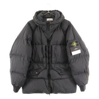 ストーンアイランド(STONE ISLAND)のSTONE ISLAND ストーンアイランド Garment Dyed Crinkle Reps Recycled Nylon Down Jacket 791540723 ガーメントダイナイロンレップス ジップアップ フーデッドダウンジャケット ブラック(ダウンジャケット)